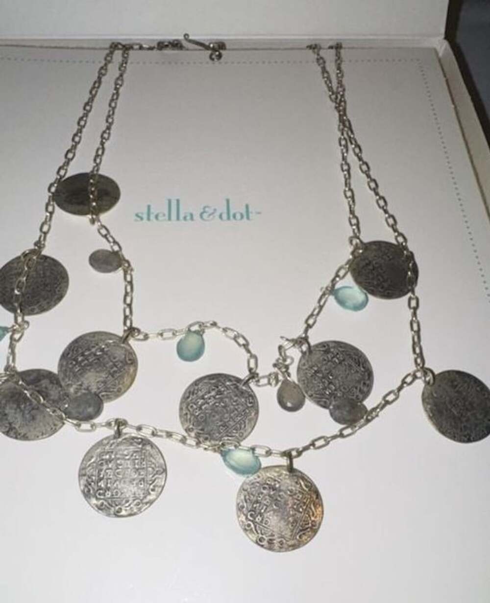 Stella & Dot Riviera Coin Necklace Two Strand Medallion